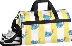 Cute Elephant Pattern Sports Gym Bag with Wet Pocket & Shoes Compartment Waterproof Workout Duffel Bag for Women and Men Weekender Overnight Duffle Bag Travel Carry-on Tote
