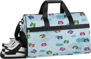 Cute Owl Pattern Sports Gym Bag with Wet Pocket & Shoes Compartment Waterproof Workout Duffel Bag for Women and Men Weekender Overnight Duffle Bag Travel Carry-on Tote