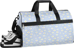 Daisy Dots Lavander Sports Gym Bag for Women and Men Travel Duffel Bag Overnight Shoulder Bag Waterproof Workout Bag Portable Sports Tote with Shoes Compartment