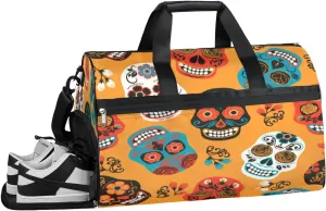 Dead Skull Sports Gym Bag with Wet Pocket & Shoes Compartment Waterproof Workout Duffel Bag for Women and Men Weekender Overnight Duffle Bag Travel Carry-on Tote