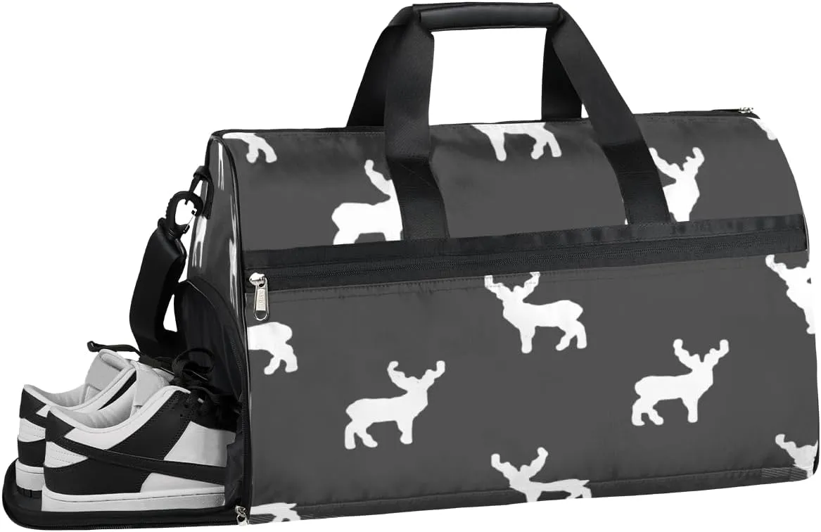 Deer Animal Sports Gym Bag with Wet Pocket & Shoes Compartment Waterproof Workout Duffel Bag for Women and Men Weekender Overnight Duffle Bag Travel Carry-on Tote