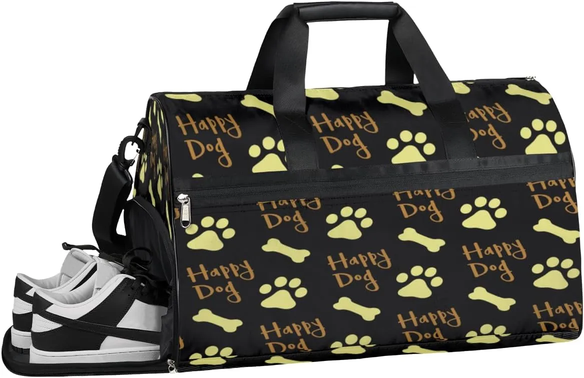 Dog Bone Sports Gym Bag with Wet Pocket & Shoes Compartment Waterproof Workout Duffel Bag for Women and Men Weekender Overnight Duffle Bag Travel Carry-on Tote