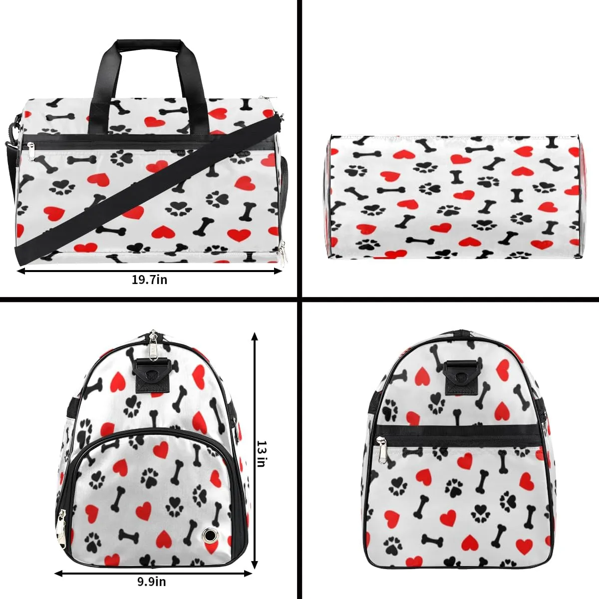 Dogs Paw Pattern Sports Gym Bag for Women Men Travel Duffel Bag with Wet Pocket & Shoes Compartment Waterproof Weekender Overnight Tote Carry on Bag Lightweight