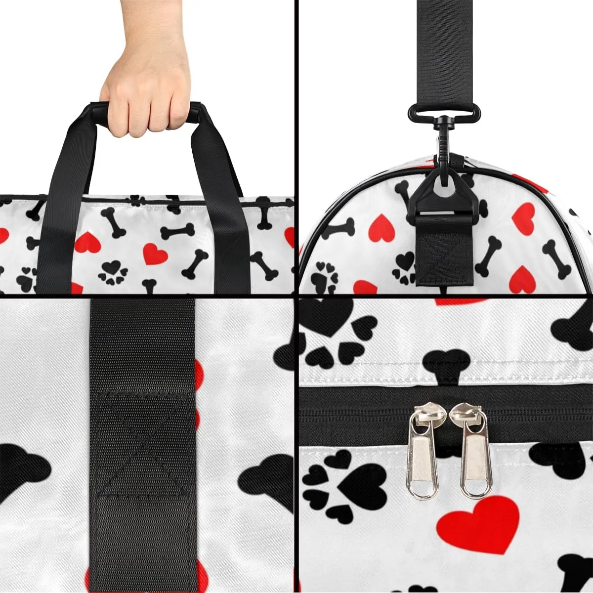 Dogs Paw Pattern Sports Gym Bag for Women Men Travel Duffel Bag with Wet Pocket & Shoes Compartment Waterproof Weekender Overnight Tote Carry on Bag Lightweight