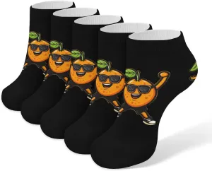 Doing Sports Orange 5 Pairs Low Cut Ankle Socks for Men Women Athletic Running Socks No Show Breathable