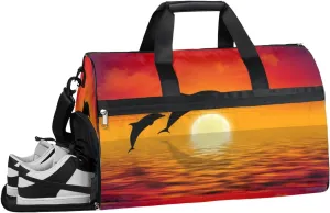Dolphin Sea Sports Gym Bag with Wet Pocket & Shoes Compartment Waterproof Workout Duffel Bag for Women and Men Weekender Overnight Duffle Bag Travel Carry-on Tote