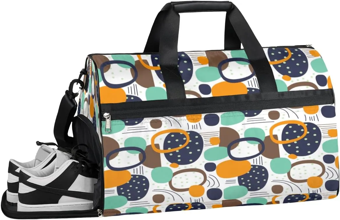 Doodle Cute Dots Sports Gym Bag for Women and Men Travel Duffel Bag Overnight Shoulder Bag Waterproof Workout Bag Portable Sports Tote with Shoes Compartment