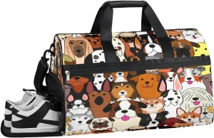 Doodle Dogs Colorful Sports Gym Bag with Wet Pocket & Shoes Compartment Waterproof Workout Duffel Bag for Women and Men Weekender Overnight Duffle Bag Travel Carry-on Tote