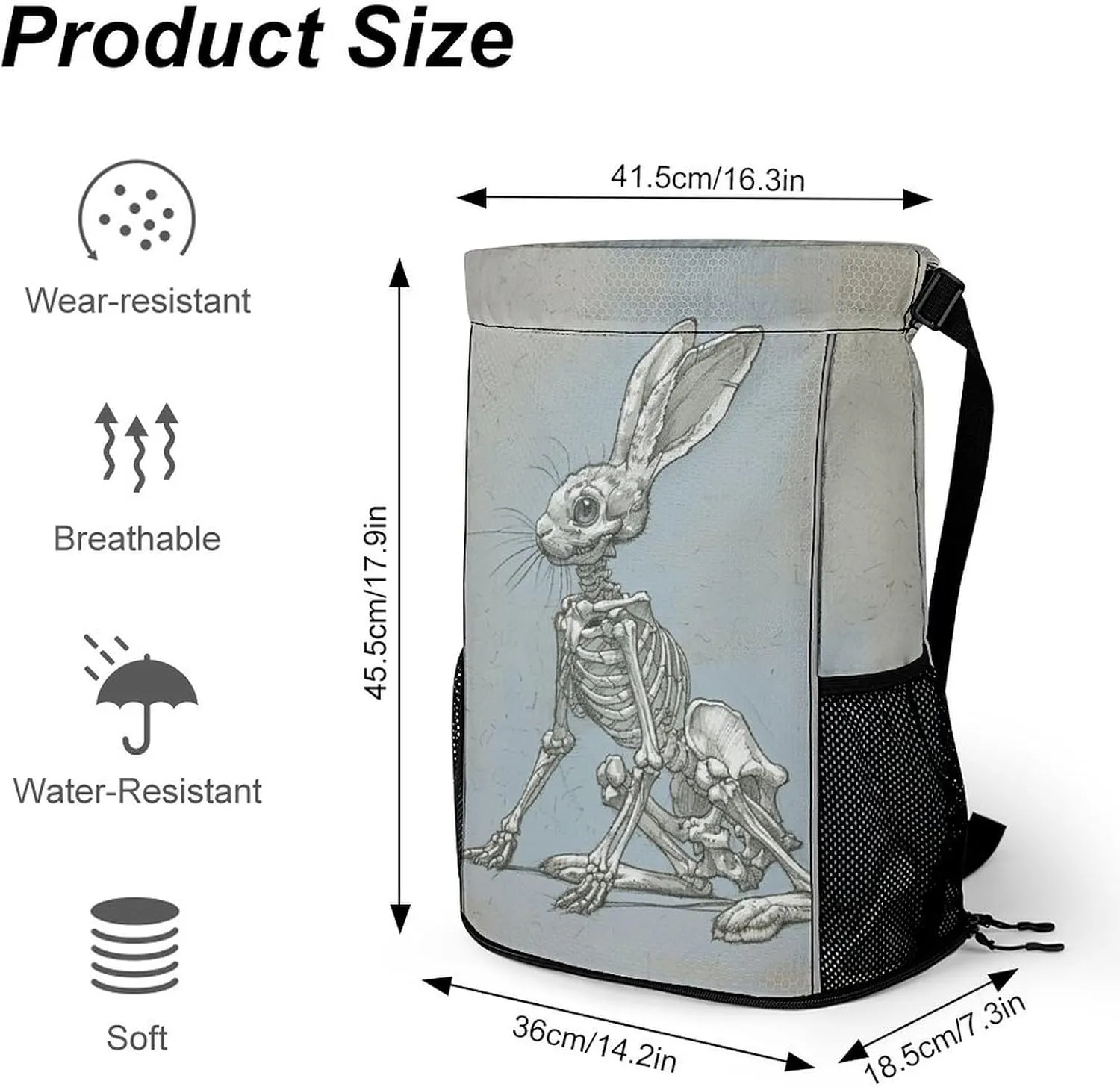 Drawstring Backpack,Animal Skeleton Painting Printed Drawstring Bags,String Backpack with Shoes Compartment And Wet Proof Pocket,Small Sports Gym Cinch Bags for Women & Men