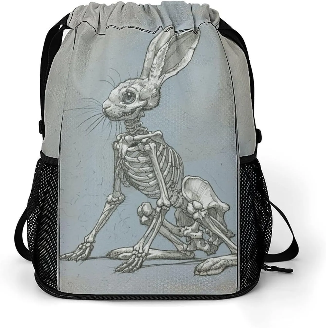 Drawstring Backpack,Animal Skeleton Painting Printed Drawstring Bags,String Backpack with Shoes Compartment And Wet Proof Pocket,Small Sports Gym Cinch Bags for Women & Men