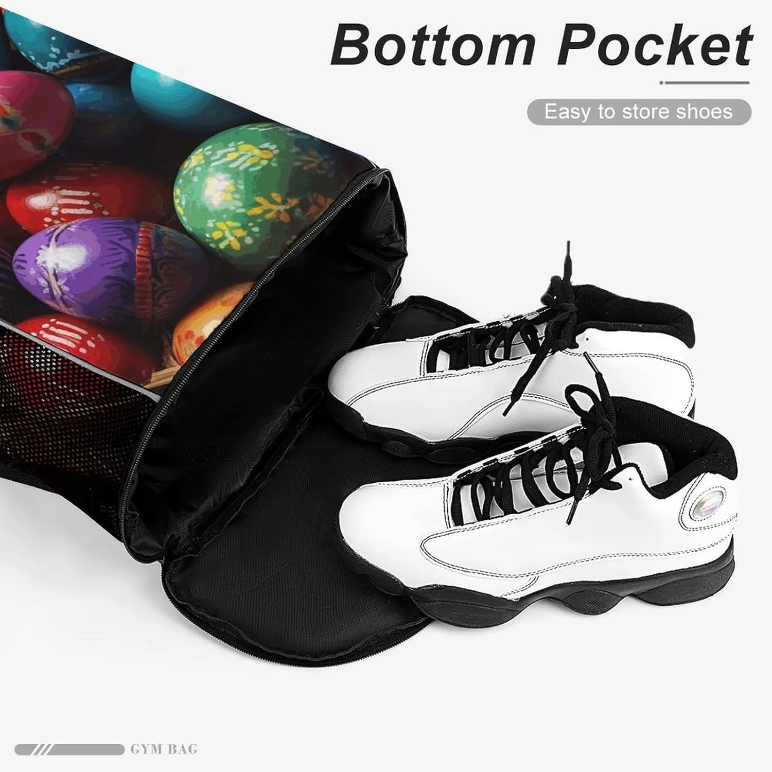 Drawstring Backpack,Colorful Easter Eggs Printed Drawstring Bags,String Backpack with Shoes Compartment And Wet Proof Pocket,Small Sports Gym Cinch Bags for Women & Men