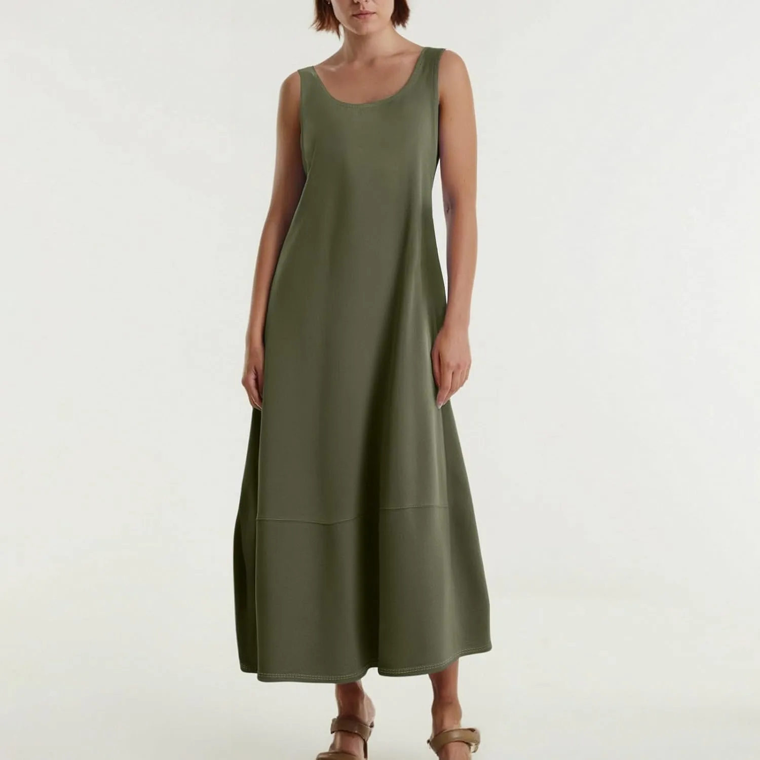 Dresses for Women 2025 Summer Casual Maxi Dress Scoop Neck Sleeveless Sundress Loose Flowy Beach Vacation Tank Dress