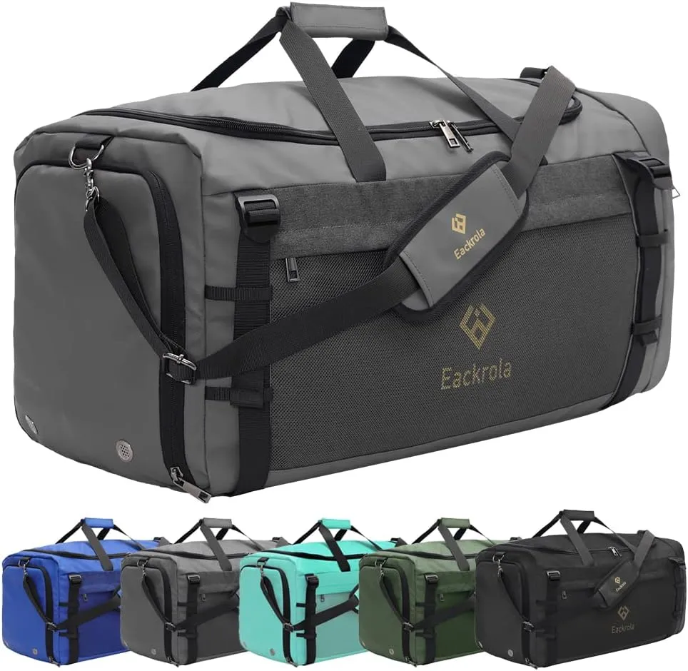 Eackrola Gym Bags for Men with Shoe Compartment Sports Duffel bag with Wet Pocket for women 65L, Gray, 65L, Gym