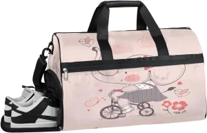 Elephant Animal Print Sports Gym Bag with Wet Pocket & Shoes Compartment Waterproof Workout Duffel Bag for Women and Men Weekender Overnight Duffle Bag Travel Carry-on Tote