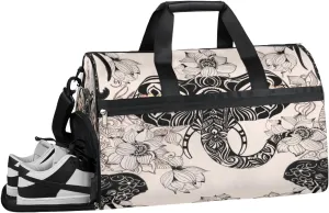 Elephant Ethnic Sports Gym Bag with Wet Pocket & Shoes Compartment Waterproof Workout Duffel Bag for Women and Men Weekender Overnight Duffle Bag Travel Carry-on Tote