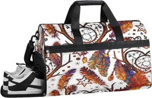 Ethnic Dreamcatcher Sports Gym Bag with Wet Pocket & Shoes Compartment Waterproof Workout Duffel Bag for Women and Men Weekender Overnight Duffle Bag Travel Carry-on Tote