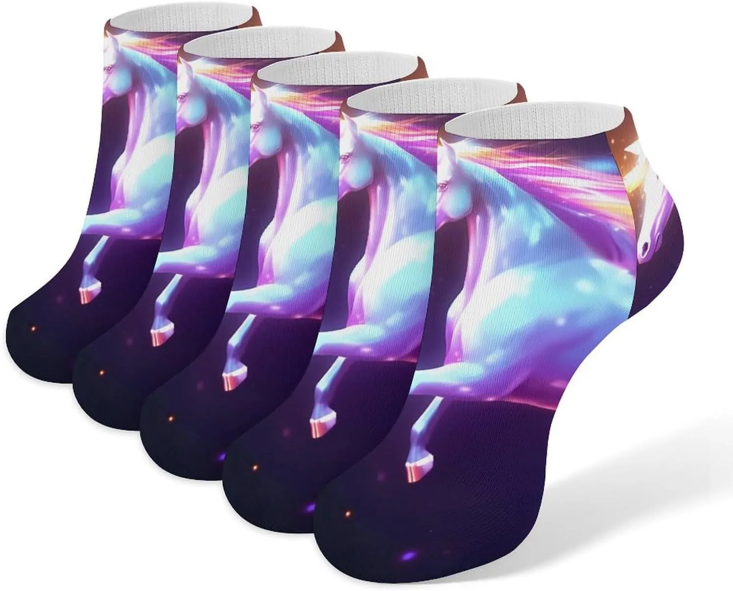 Fantasy Unicorrn 5 Pairs Low Cut Ankle Socks for Men Women Athletic Running Socks No Show Breathable