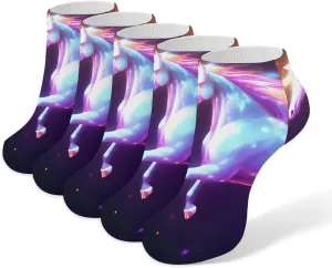 Fantasy Unicorrn 5 Pairs Low Cut Ankle Socks for Men Women Athletic Running Socks No Show Breathable