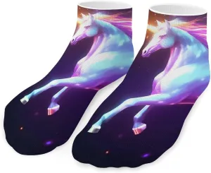 Fantasy Unicorrn Cute Ankle Socks 1 Pairs Low Cut No Show Sock Breathable Stocking for Men Women