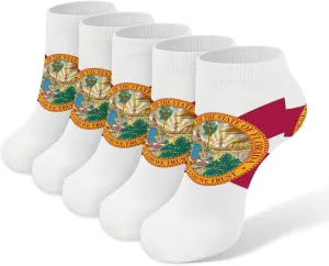 Flag of Florida 5 Pairs Low Cut Ankle Socks for Men Women Athletic Running Socks No Show Breathable