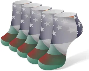 Flag of Ireland and U.S. Flag 5 Pairs Low Cut Ankle Socks for Men Women Athletic Running Socks No Show Breathable