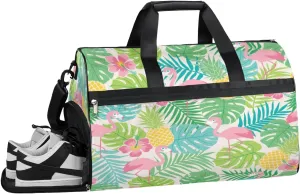Flamingo Animals Sports Gym Bag with Wet Pocket & Shoes Compartment Waterproof Workout Duffel Bag for Women and Men Weekender Overnight Duffle Bag Travel Carry-on Tote