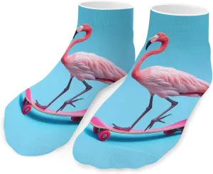 Flamingo on Skateboard Cute Ankle Socks 1 Pairs Low Cut No Show Sock Breathable Stocking for Men Women