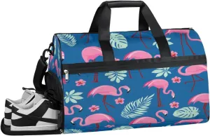 Flamingo Pattern Sports Gym Bag with Wet Pocket & Shoes Compartment Waterproof Workout Duffel Bag for Women and Men Weekender Overnight Duffle Bag Travel Carry-on Tote