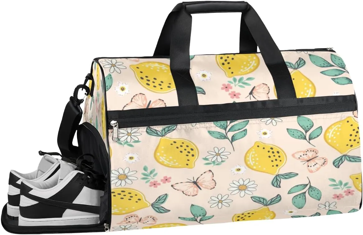 Flora Flowers Sports Gym Bag with Wet Pocket & Shoes Compartment Waterproof Workout Duffel Bag for Women and Men Weekender Overnight Duffle Bag Travel Carry-on Tote