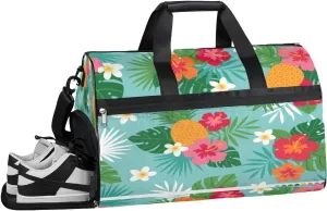 Flower Fruit Plant Sports Gym Bag with Wet Pocket & Shoes Compartment Waterproof Workout Duffel Bag for Women and Men Weekender Overnight Duffle Bag Travel Carry-on Tote