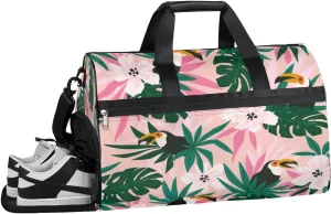 Flowers Sports Gym Bag with Wet Pocket & Shoes Compartment Waterproof Workout Duffel Bag for Women and Men Weekender Overnight Duffle Bag Travel Carry-on Tote