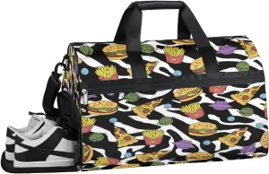 Food Sports Gym Bag with Wet Pocket & Shoes Compartment Waterproof Workout Duffel Bag for Women and Men Weekender Overnight Duffle Bag Travel Carry-on Tote
