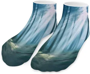 Forests White Light Cute Ankle Socks 1 Pairs Low Cut No Show Sock Breathable Stocking for Men Women