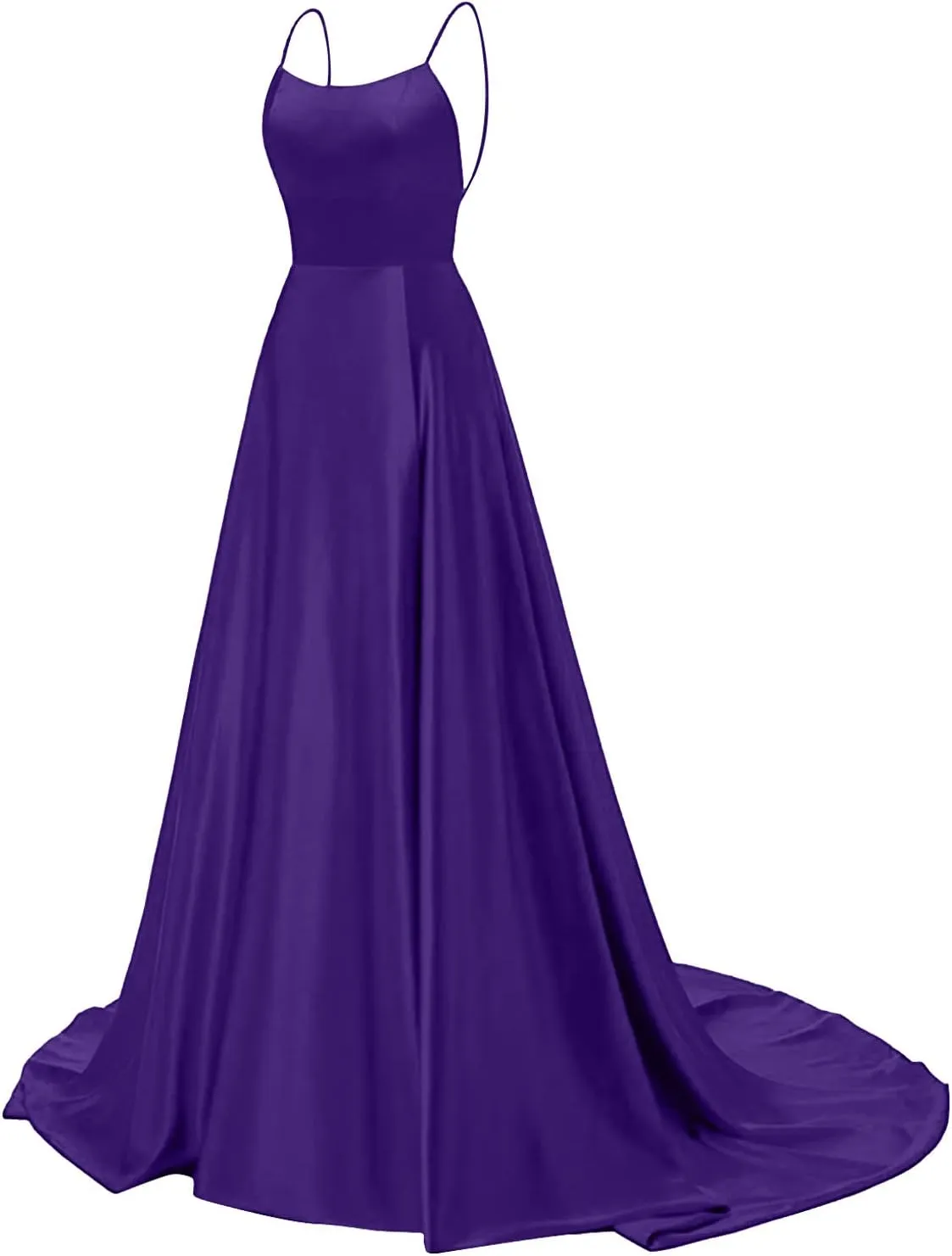 Formal Dresses for Women,2024 Elegant Spaghetti Straps Cross Lace Up Bridesmaid Dress,Trendy Slit Long Prom Dress