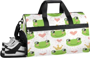 Frog Sports Gym Bag with Wet Pocket & Shoes Compartment Waterproof Workout Duffel Bag for Women and Men Weekender Overnight Duffle Bag Travel Carry-on Tote