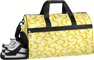 Fruit Banana Sports Gym Bag with Wet Pocket & Shoes Compartment Waterproof Workout Duffel Bag for Women and Men Weekender Overnight Duffle Bag Travel Carry-on Tote