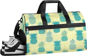 Fruit Summer Pineapple Sports Gym Bag with Wet Pocket & Shoes Compartment Waterproof Workout Duffel Bag for Women and Men Weekender Overnight Duffle Bag Travel Carry-on Tote