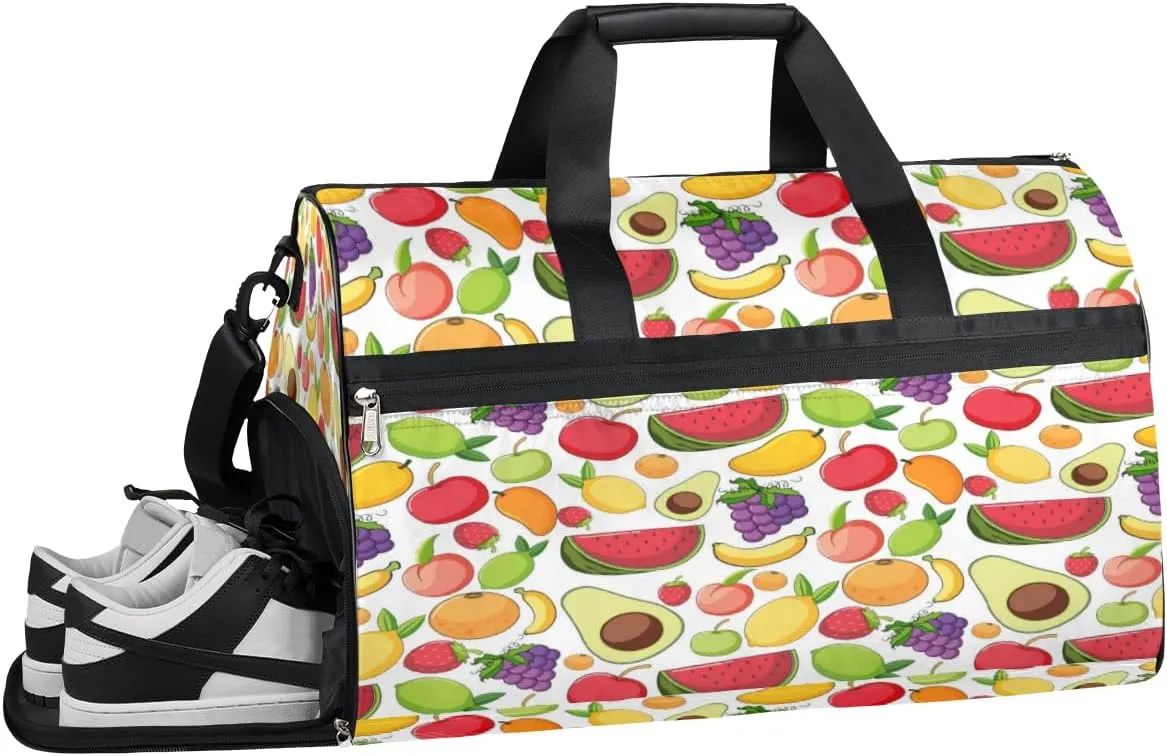 Fruit Watermelon Avocado Sports Gym Bag with Wet Pocket & Shoes Compartment Waterproof Workout Duffel Bag for Women and Men Weekender Overnight Duffle Bag Travel Carry-on Tote