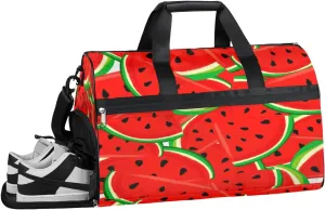 Fruits Watermelon Sports Gym Bag with Wet Pocket & Shoes Compartment Waterproof Workout Duffel Bag for Women and Men Weekender Overnight Duffle Bag Travel Carry-on Tote