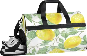 Fruity Lemons Summer Sports Gym Bag with Wet Pocket & Shoes Compartment Waterproof Workout Duffel Bag for Women and Men Weekender Overnight Duffle Bag Travel Carry-on Tote