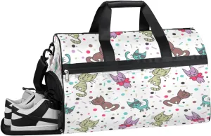Funny Cool Cats Sports Gym Bag with Wet Pocket & Shoes Compartment Waterproof Workout Duffel Bag for Women and Men Weekender Overnight Duffle Bag Travel Carry-on Tote