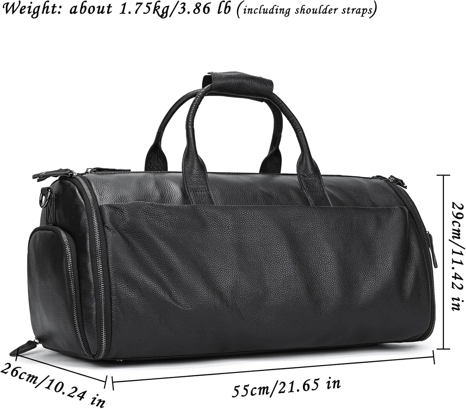 Genuine Leather Garment Travel Duffle Bag, 2-in-1 Convertible Carry-on Luggage for Men, Hanging Suits, Dresses & Clothes and Shoe Compartment, Weekender Tote Combo Duffel