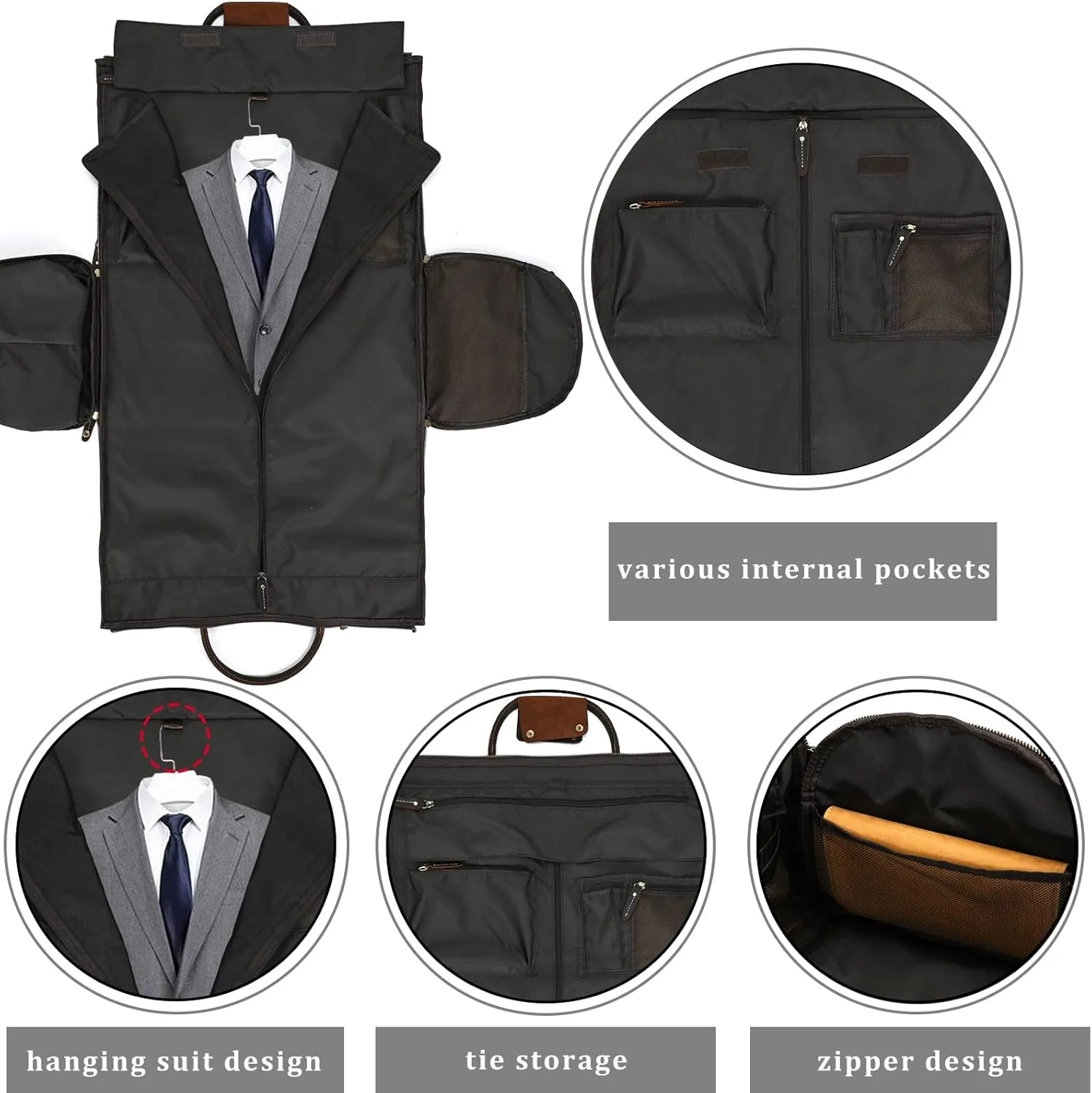 Genuine Leather Garment Travel Duffle Bag, 2-in-1 Convertible Carry-on Luggage for Men, Hanging Suits, Dresses & Clothes and Shoe Compartment, Weekender Tote Combo Duffel