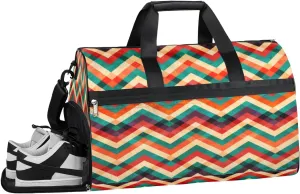 Geometric Gradient Sports Gym Bag with Wet Pocket & Shoes Compartment Waterproof Workout Duffel Bag for Women and Men Weekender Overnight Duffle Bag Travel Carry-on Tote