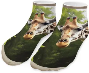 Giraffe Sticking Head Into an Window Cute Ankle Socks 1 Pairs Low Cut No Show Sock Breathable Stocking for Men Women