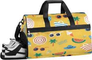 Glasses Fruit Yellow Sports Gym Bag with Wet Pocket & Shoes Compartment Waterproof Workout Duffel Bag for Women and Men Weekender Overnight Duffle Bag Travel Carry-on Tote