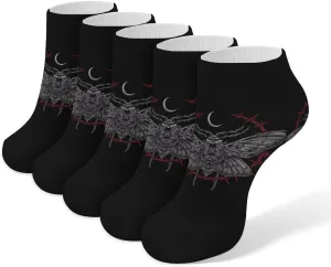 Gothic Moth Occult 5 Pairs Low Cut Ankle Socks for Men Women Athletic Running Socks No Show Breathable