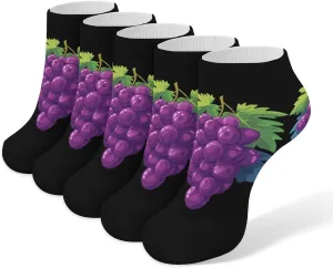 Grapes 5 Pairs Low Cut Ankle Socks for Men Women Athletic Running Socks No Show Breathable