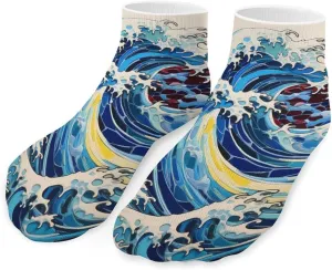 Great Wave Cute Ankle Socks 1 Pairs Low Cut No Show Sock Breathable Stocking for Men Women