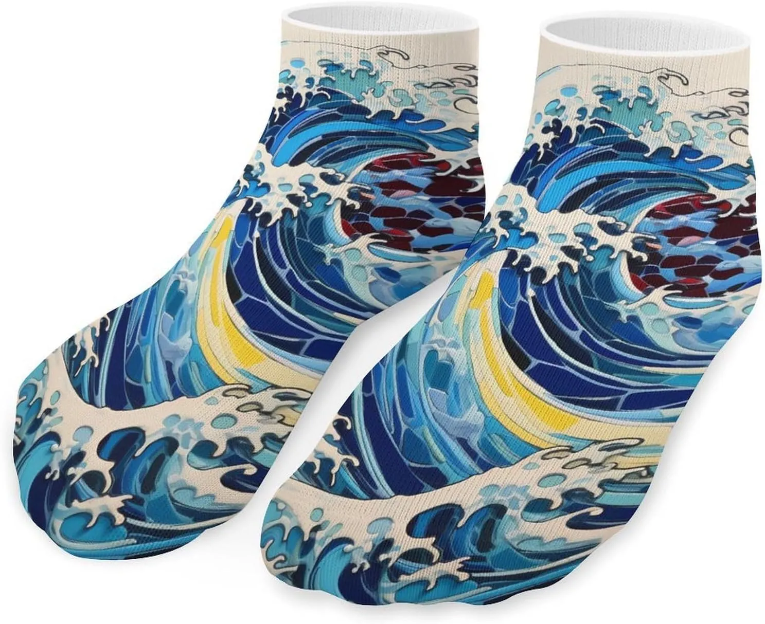 Great Wave Cute Ankle Socks 1 Pairs Low Cut No Show Sock Breathable Stocking for Men Women